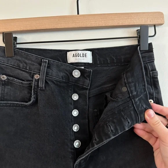 AGOLDE Riley High Rise Straight - Black - Size 23
